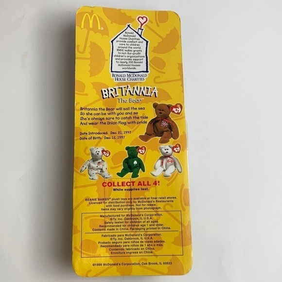 Ty Beanie Babies Britannia The Bear McDonald’s With Rare Tag Errors New In Box - Picture 2 of 11